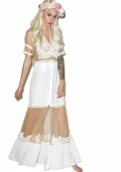 For Love & Lemons Ivory Carmine Maxi Dress
