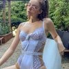 For Love & Lemons Ivory Daisy Lace One Piece Swimsuit
