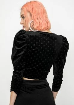 For Love & Lemons Elisa Velvet Crop Top Tops