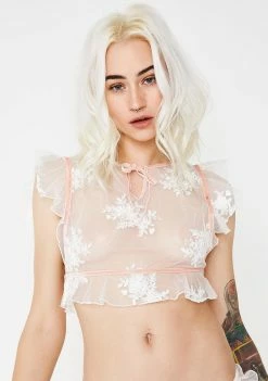 For Love & Lemons Lingerie & Sleepwear Amber Illusion Crop Top