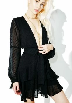 For Love & Lemons Tarta Long Sleeve Mini Dress