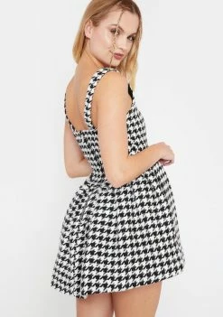 For Love & Lemons Dresses Bonnie Houndstooth Mini Dress