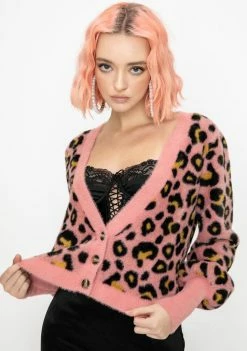 For Love & Lemons Tops Angelina Leopard Cropped Cardigan