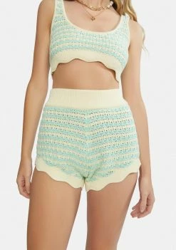 For Love & Lemons Lizzy Stripe Knit Shorts Bottoms