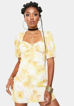 For Love & Lemons Dresses Yellow Zinna Mini Dress