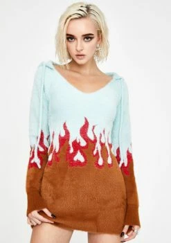 For Love & Lemons Dresses Flame Mohair Sweater Dress