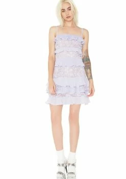 Best deal π For Love & Lemons Lilac Cosmic Tiered Lace π Dress π 9 For Love & Lemons Lilac Cosmic Tiered Lace Dress
