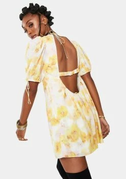 For Love & Lemons Dresses Yellow Zinna Mini Dress