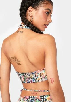 For Love & Lemons Crop Halter Top Deidre Halter Scarf Top