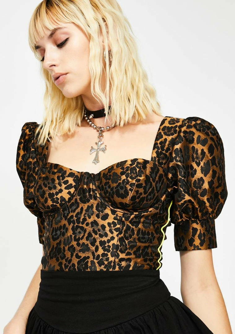 Best deal β For Love & Lemons Leopard Jett Bustier Crop Top Tops 𧨠2 For Love & Lemons Leopard Jett Bustier Crop Top Tops
