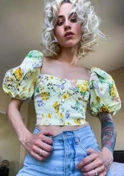 For Love & Lemons Chamomile Denim Crop Top