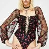 For Love & Lemons Blondie Embroidered Bodysuit Tops