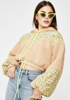 For Love & Lemons Tops Sloane Shearling Cropped Hoodie