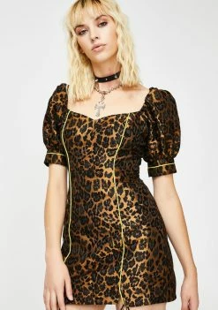 For Love & Lemons Dresses Jett Fitted Leopard Mini Dress