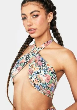 For Love & Lemons Crop Halter Top Deidre Halter Scarf Top