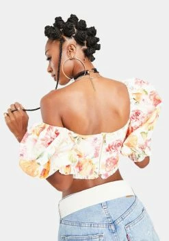 For Love & Lemons Peony Cropped Blouse Tops