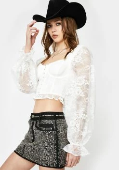 For Love & Lemons Cheyenne Lace Bustier Top Tops