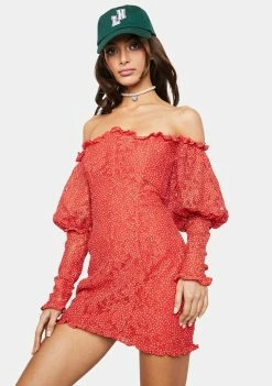 For Love & Lemons Clarisse Off Shoulder Mini Dress