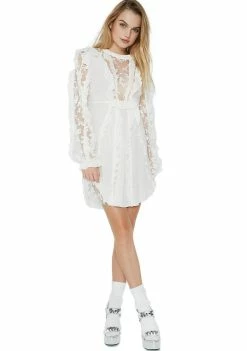 For Love & Lemons Rosebud Ruffle Mini Dress Dresses