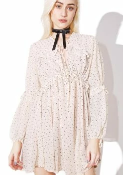 For Love & Lemons Creme Dot Truffles A-Line Dress Dresses