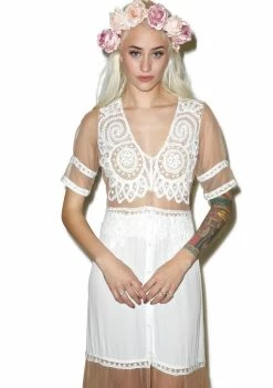 For Love & Lemons Ivory Carmine Maxi Dress