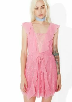 For Love & Lemons Stardust Lace Drawstring Dress Dresses