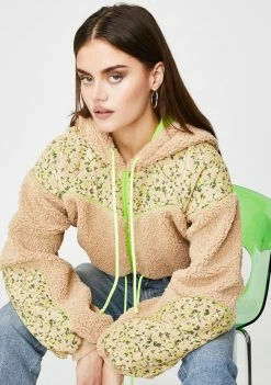 For Love & Lemons Tops Sloane Shearling Cropped Hoodie