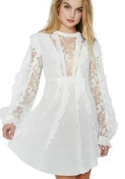 For Love & Lemons Rosebud Ruffle Mini Dress Dresses