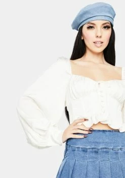 For Love & Lemons Ivory Carina Corset Blouse Tops
