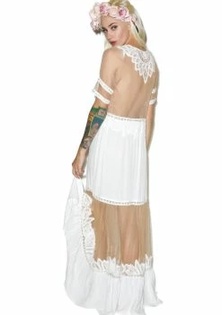 For Love & Lemons Ivory Carmine Maxi Dress