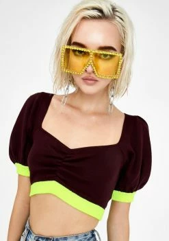 For Love & Lemons Veronica Neon Crop Top Tops