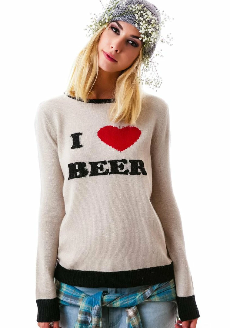Outlet β¨ For Love & Lemons I Heart Beer Sweater Tops π 3 For Love & Lemons I Heart Beer Sweater Tops