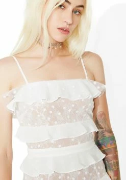 For Love & Lemons Dresses Cosmic Tiered Lace Dress