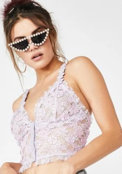For Love & Lemons Tops Lavender Rosette Cami