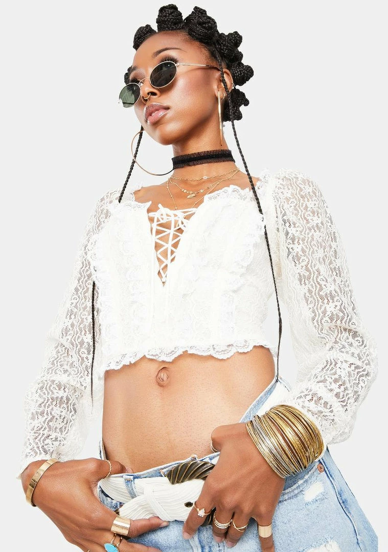 Buy ❤️ For Love & Lemons Tops Carrie Crop Top ⌛ 1 For Love & Lemons Tops Carrie Crop Top