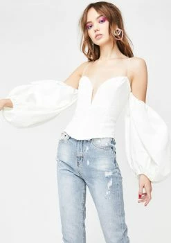 For Love & Lemons Tops Celeste Moire Cold Shoulder Top