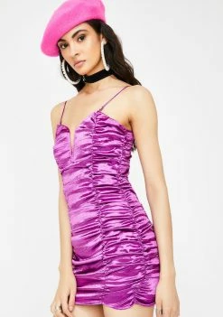 For Love & Lemons Dresses Purple Stevie Metallic Mini Dress