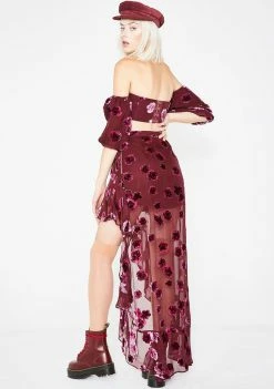 For Love & Lemons Sophie Velvet Floral Skirt