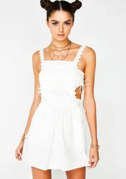 For Love & Lemons Charlotte Eyelet Overalls Mini Dress Dresses