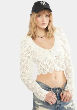 For Love & Lemons Charmaine Crop Top Long Sleeve Crop Top