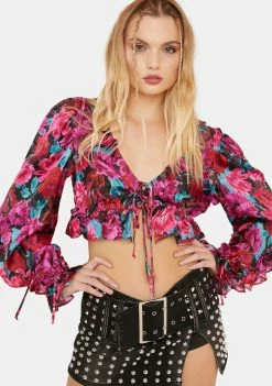 For Love & Lemons Tops Scarlett Ruffle Crop Top