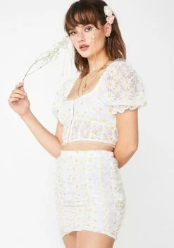 For Love & Lemons Tops Brulee Daisy Crop Top