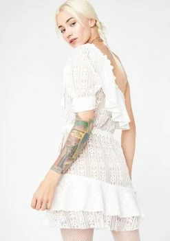 For Love & Lemons Dresses Lovebird Lace Mini Dress