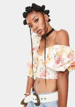 For Love & Lemons Peony Cropped Blouse Tops