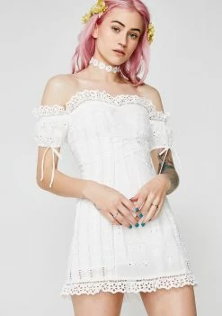 For Love & Lemons Dresses Anabelle Eyelet Laceup Dress