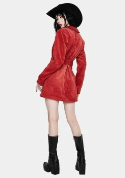 For Love & Lemons Dresses Red Corduroy Carson Blazer Dress