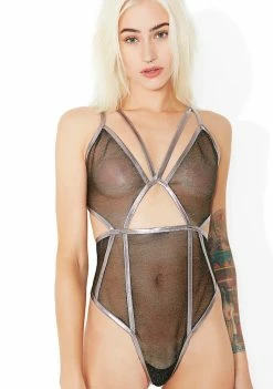 For Love & Lemons Glitter Vega Glitter Bodysuit Lingerie & Sleepwear