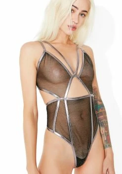 For Love & Lemons Glitter Vega Glitter Bodysuit Lingerie & Sleepwear