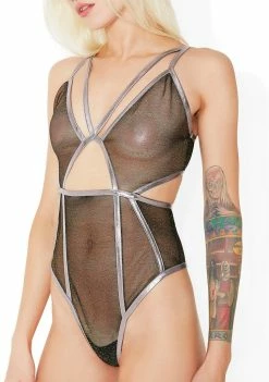 For Love & Lemons Glitter Vega Glitter Bodysuit Lingerie & Sleepwear