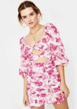 For Love & Lemons Oahu Ruched Mini Dress Dresses